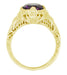 Art Deco 1 Carat Amethyst Engraved Filigree Engagement Ring in 14 Karat Yellow Gold