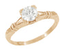 1920s Art Deco Hearts & Clovers Antique Rose Gold Solitaire White Sapphire Engagement Ring - R163R50WS