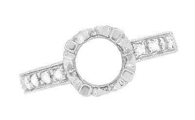 Art Deco Engraved Filigree Loving Butterflies Engagement Ring Setting in Platinum for a 1 Carat Diamond - Item: R178P - Image: 6