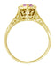 Art Deco 14 Karat Yellow Gold Pink Sapphire Hexagon Filigree Engagement Ring