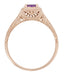 Art Deco Amethyst Filigree Scrolls Engraved 14 Karat Rose Gold Engagement Ring