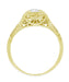 Filigree Yellow Gold Scrolls 1/3 Carat Diamond Art Deco Engraved Engagement Ring - 14 Karat