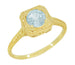 3/4 Carat Aquamarine Art Deco Filigree Scrolls Engraved Engagement Ring in 14 Karat Yellow Gold