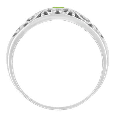 Edwardian Filigree Peridot Ring in Platinum - Item: R197PPER - Image: 2