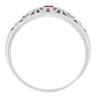 Filigree Edwardian Ruby Ring in Platinum - Item: R197PR - Image: 2