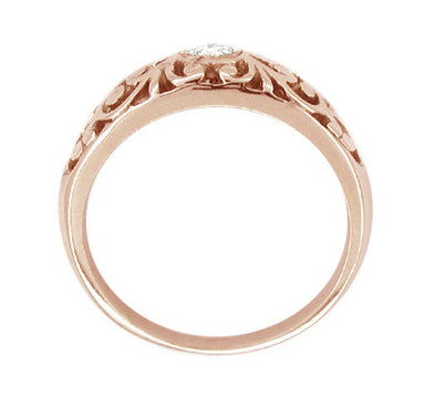 Filigree Edwardian Diamond Ring in 14 Karat Rose ( Pink ) Gold - alternate view