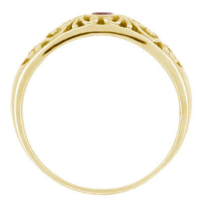 Edwardian Filigree Ruby Ring in 14 Karat Yellow Gold - Item: R197RY - Image: 2