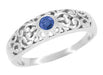 Edwardian Filigree Blue Sapphire Ring in 14 Karat White Gold