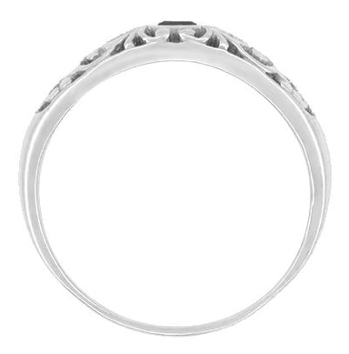 Edwardian Filigree Black Diamond Ring in 14 Karat White Gold - alternate view