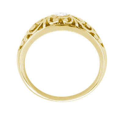 Edwardian 14 Karat Yellow Gold Filigree Diamond Ring - Item: R197Y-LC - Image: 2
