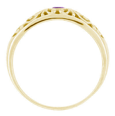 Edwardian Filigree Amethyst Ring in 14 Karat Yellow Gold - Item: R197YAM - Image: 2