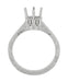 Art Deco Engraved 950 Palladium 3/4 Carat Crown Engagement Ring Setting
