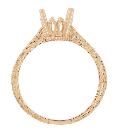 Rose Gold Art Deco Scrolls 1.50 - 1.75 Carat Filigree Crown Engagement Ring Mounting - Item: R199PRR125 - Image: 5
