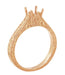 Art Deco 1/2 Carat Crown Scrolls Filigree Engagement Ring Setting in 14 Karat Rose Gold