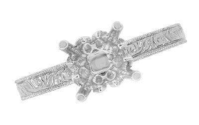 Art Deco Scrolls 1.50 - 1.75 Carat Castle Filigree Engagement Ring Setting in 18 Karat White Gold - Item: R199PRW125 - Image: 6