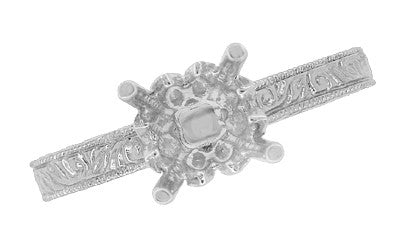 Art Deco 1/2 Carat Crown Scrolls Filigree Engagement Ring Setting in 14 or 18 Karat White Gold - Item: R199PRW50K14 - Image: 6