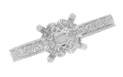 Art Deco 3/4 Carat Scroll Engraved Castle Filigree Engagement Ring Setting in White Gold - Item: R199PRW75K14 - Image: 5
