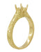 Art Deco Crown Scrolls Filigree 1/3 Carat Ring Setting in 18 or 14 Karat Yellow Gold