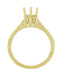 Filigree Scrolls Art Deco 1/4 Carat Crown Engagement Ring Setting in Yellow Gold