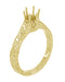 1/3 Carat Crown Filigree Scrolls Art Deco Engagement Ring Setting in Yellow Gold - 14 Karat or 18 Karat