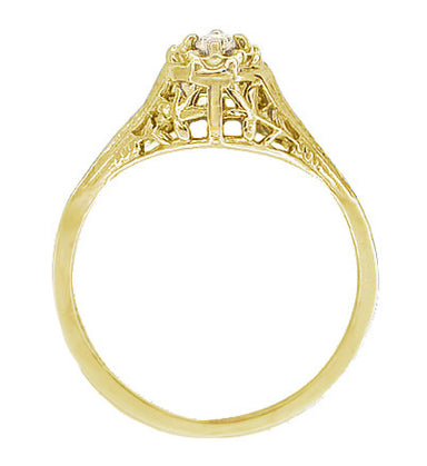 Art Deco Filigree Dainty Diamond Promise Ring in 14 Karat Yellow Gold - alternate view