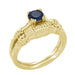 Art Deco Hearts and Clovers Blue Sapphire Engagement Ring in 14 Karat Yellow Gold