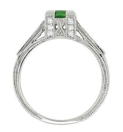 Art Deco 1/2 Carat Princess Cut Tsavorite Garnet and Diamond Engagement Ring in Platinum - Item: R239TS - Image: 5