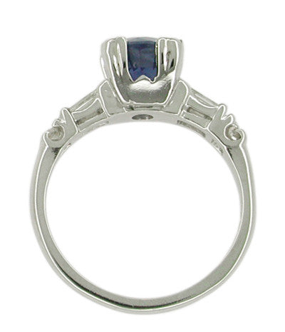Sapphire and Diamond Platinum Antique Engagement Ring - Item: R249 - Image: 2