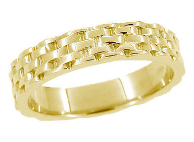1960s Vintage Basket Weave Wedding Ring in Yellow Gold R271Y