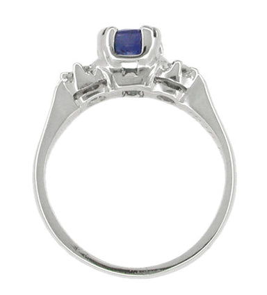 Sapphire and Diamonds Platinum Antique Engagement Ring - alternate view