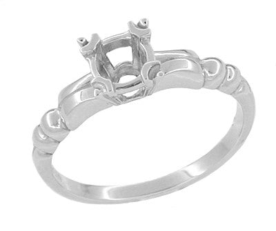 Platinum 1950s Vintage 1/3 Carat Round Stone Engagement Ring Setting with Fishtail Prongs - R295P