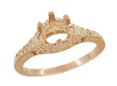 Art Deco 3/4 - 1 Carat Crown of Leaves Filigree Engagement Ring Setting in 14K Rose Gold - Item: R299R1 - Image: 3