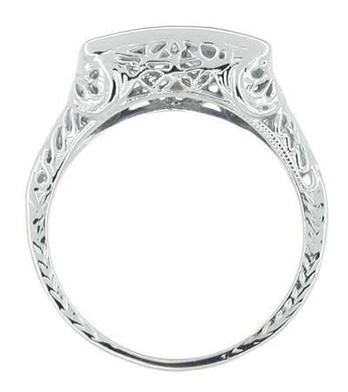 Art Deco Sapphire and Diamond Filigree 4 Stone Ring in 14 Karat White Gold - alternate view