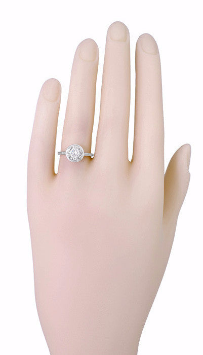 Art Deco 1/2 Carat Diamond Solitaire Illusion Halo Engagement Ring in Platinum - Item: R306-LC - Image: 3