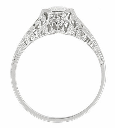 Art Deco Filigree Diamond Antique Engagement Ring in 18 Karat White Gold - alternate view