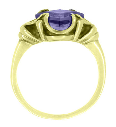 Victorian Step Cut Square Iolite Ring in 14 Karat Yellow Gold - alternate view
