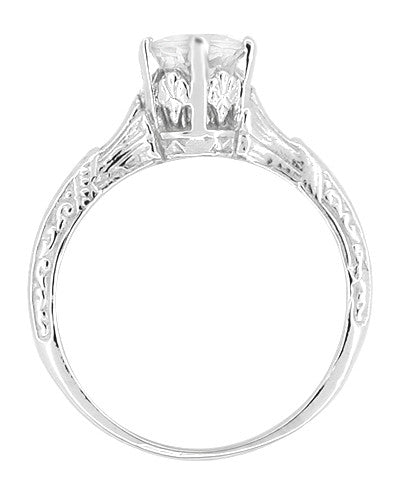Side of Filigree Crown - Art Deco 3/4 Ct Platinum Filigree Solitaire Diamond Antique Engagement Ring -R331P