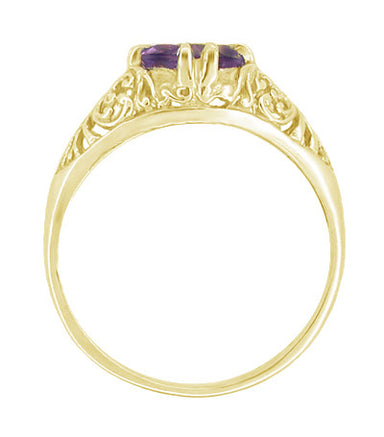 1 Carat Amethyst Filigree Edwardian Engagement Ring in 14 Karat Yellow Gold - alternate view