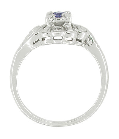 Art Deco Scroll Sapphire Cocktail Ring in 14 Karat White Gold - Item: R333 - Image: 2