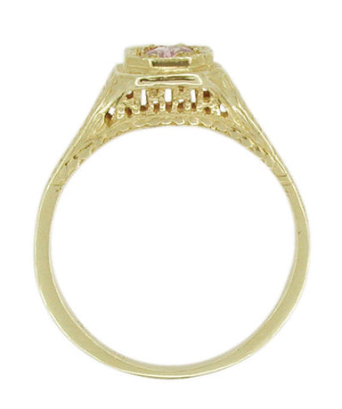 Art Deco Filigree Pink Sapphire Ring in 14 Karat Gold - alternate view