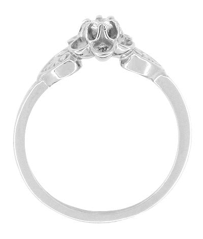 Antique Carved Floral Victorian Diamond Promise Ring in 14 Karat White Gold - Item: R373-LC - Image: 2