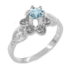 Flowers and Leaves Aquamarine Engagement Ring in 14 Karat White Gold