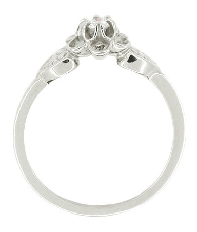 Flowers and Leaves Dainty Diamond Promise Ring in White Gold - 10K or 14K - alternate view