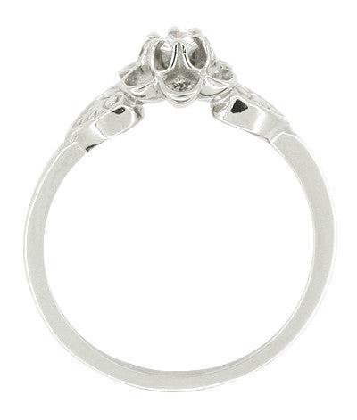 Flowers and Leaves Dainty Diamond Promise Ring in White Gold - 10K or 14K - Item: R373WSM10 - Image: 2