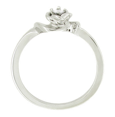Retro Moderne Rose White Sapphire Promise Ring in White Gold - Item: R377WS10 - Image: 2