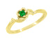 Retro Moderne Yellow Gold Scultpured Rose Flower Emerald Ring - May Birthstone