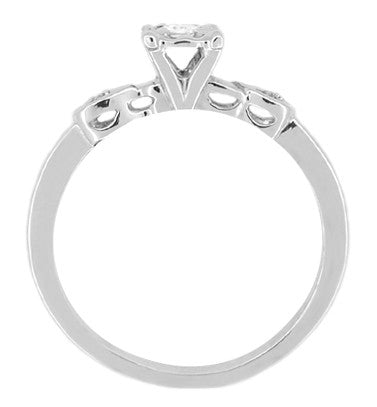 Platinum Retro Moderne Petite Diamond Engagement Ring - Item: R380P - Image: 2