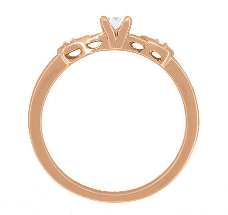 Retro Moderne 1/4 Carat Diamond Engagement Ring in 14 Karat Rose Gold | 1940's Vintage Style - Item: R380R25 - Image: 3