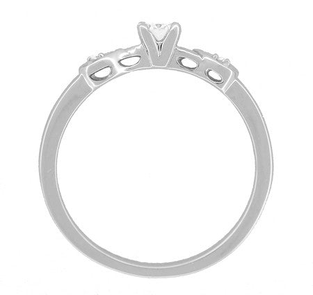 Retro Moderne 1/4 Carat Diamond Engagement Ring in 14 Karat White Gold - Item: R380W25 - Image: 4