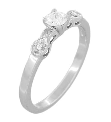 Retro Moderne 1/4 Carat Diamond Engagement Ring in 14 Karat White Gold - alternate view